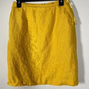 Linda Allard Ellen Tracy Women’s 12P Yellow 100%  linen Lined Pencil Skirt!